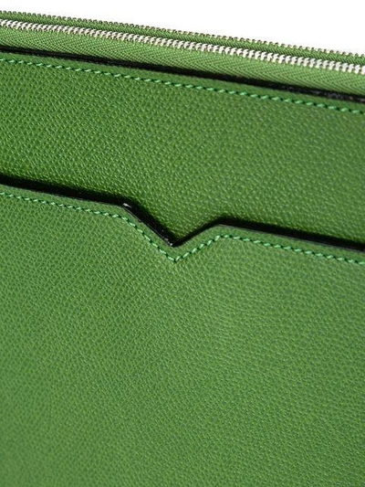 Shop Valextra Layered Clutch Bag In Green