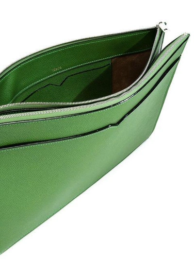 Shop Valextra Layered Clutch Bag In Green