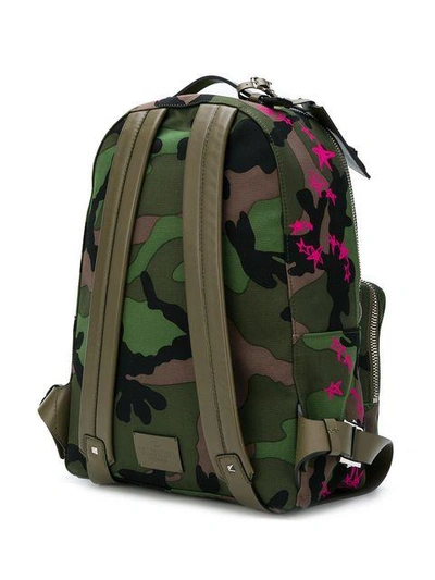 Shop Valentino Garavani Camouflage Zandra Stars Backpack - Green