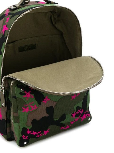 Shop Valentino Garavani Camouflage Zandra Stars Backpack - Green