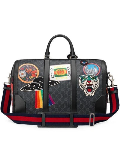 Shop Gucci Night Courrier Soft Gg Supreme Carry-on Duffle In Black