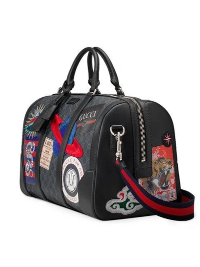 Shop Gucci Night Courrier Soft Gg Supreme Carry-on Duffle In Black