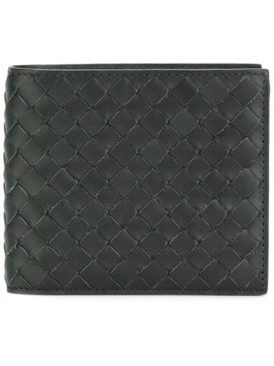 Shop Bottega Veneta Dark Moss Intrecciato Wallet In Black