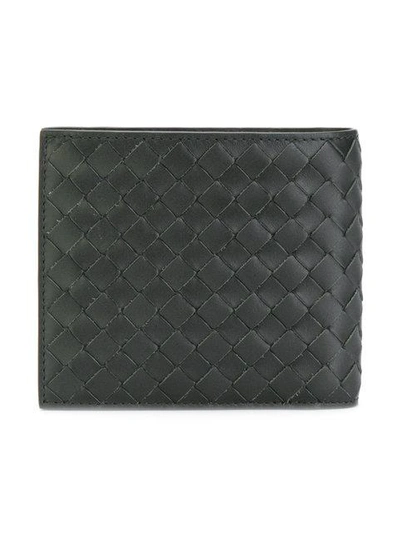 Shop Bottega Veneta Dark Moss Intrecciato Wallet In Black