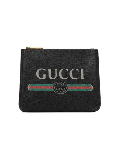 Shop Gucci Print Pouch In Black