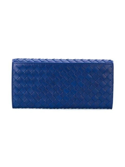 Shop Bottega Veneta Cobalt Blue Intrecciato Continental Wallet