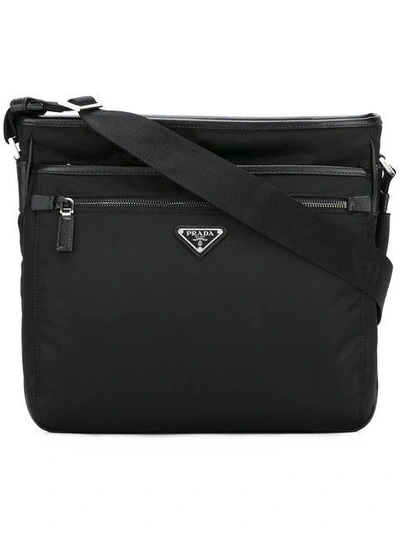 Shop Prada Classic Messenger Bag - Black