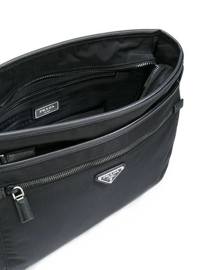 Shop Prada Classic Messenger Bag - Black
