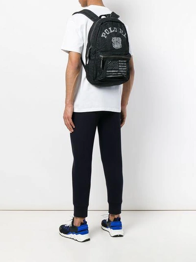 Shop Polo Ralph Lauren Distressed Logo Print Backpack