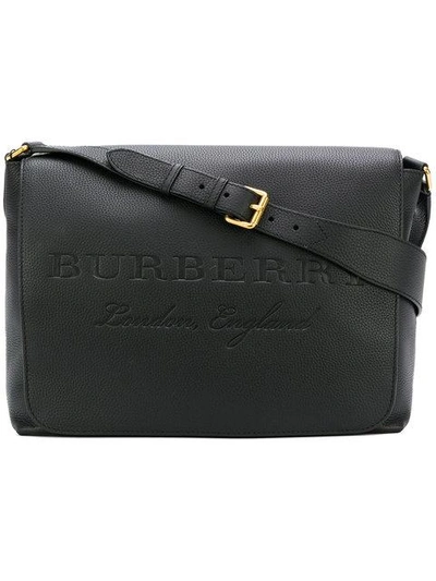 Shop Burberry Embossed Messenger Bag In Black