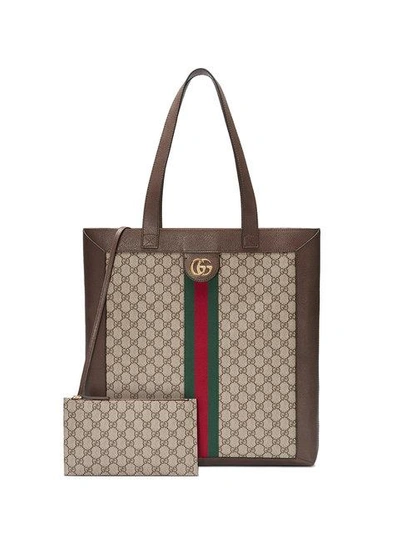 Shop Gucci Ophidia Soft Gg Supreme Large Tote In Brown