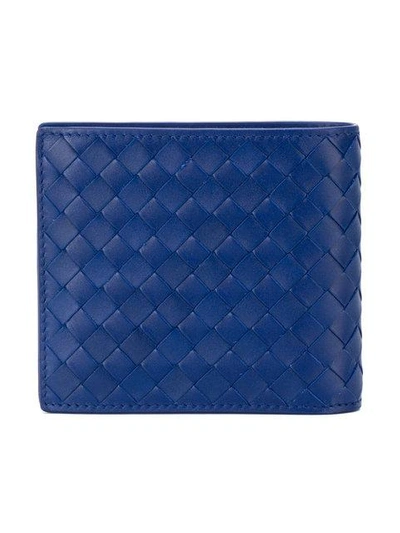 Shop Bottega Veneta Denim Intrecciato Nappa Wallet In Blue