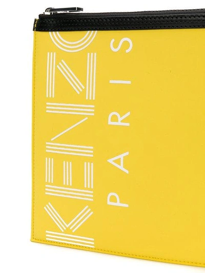 Shop Kenzo Logo Print Pouch - Yellow