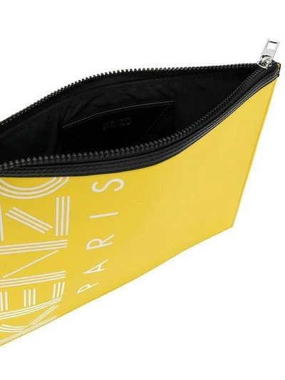 Shop Kenzo Logo Print Pouch - Yellow