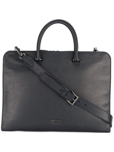 Shop Prada Top Handle Laptop Bag In Black