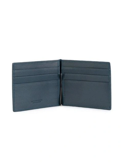 Shop Bottega Veneta Denim Intrecciato Money Clip Bi-fold Wallet - Blue