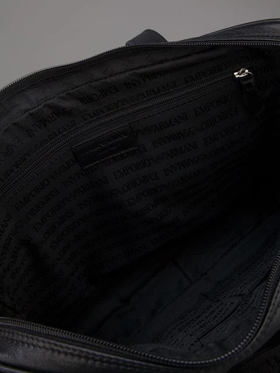 Shop Emporio Armani Logo Embossed Laptop Bag In Black