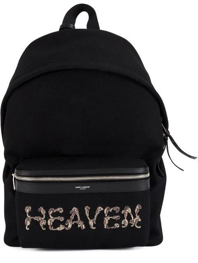 Shop Saint Laurent City Embroidered Backpack In Black