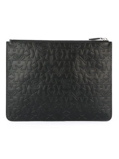 Givenchy Black Large Embossed Zip Pouch