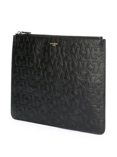 Givenchy Black Large Embossed Zip Pouch
