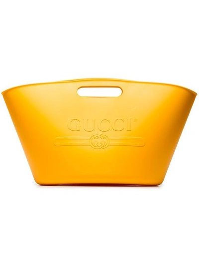 Shop Gucci Logo Embossed Tote Bag In Orange