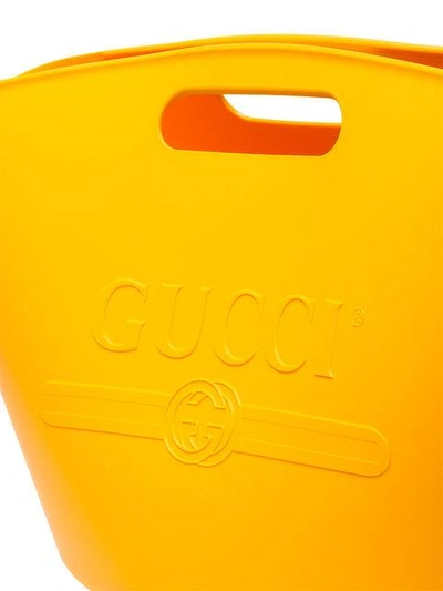 Shop Gucci Logo Embossed Tote Bag In Orange