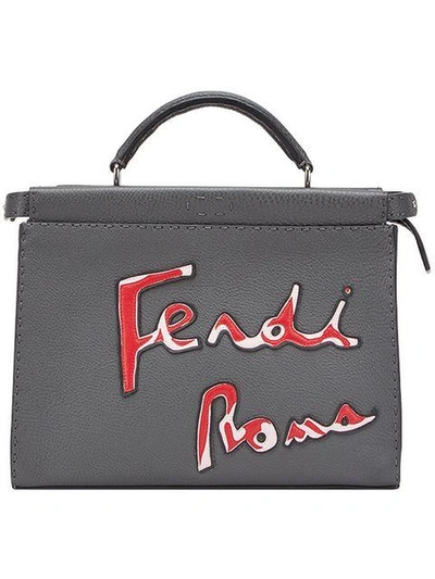 Shop Fendi Logo Print Tote - Grey