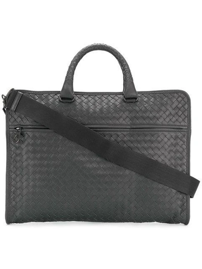 Shop Bottega Veneta Ardoise Intrecciato Calf Briefcase In Grey