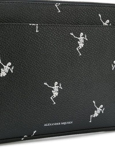 Shop Alexander Mcqueen Dancing Skeleton Pouch In Black