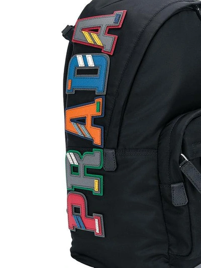 Shop Prada Logo Patch Backpack In Black