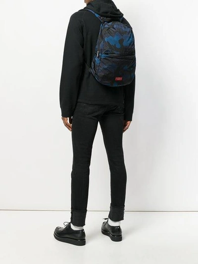 Shop Valentino Camouflage Print Backpack In Blue
