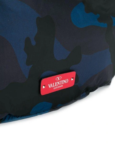 Shop Valentino Camouflage Print Backpack In Blue