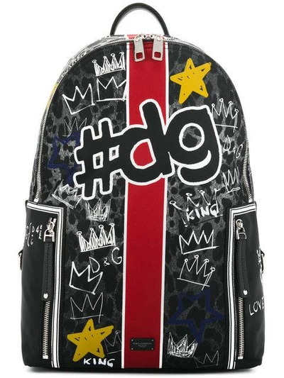 Shop Dolce & Gabbana Graffiti Backpack - Multicolour