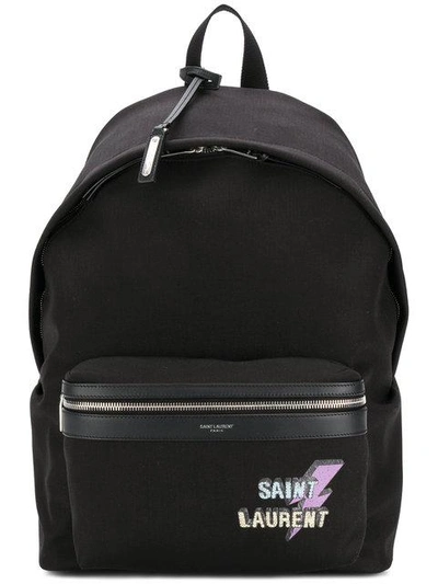 Shop Saint Laurent Logo-print Backpack In Black