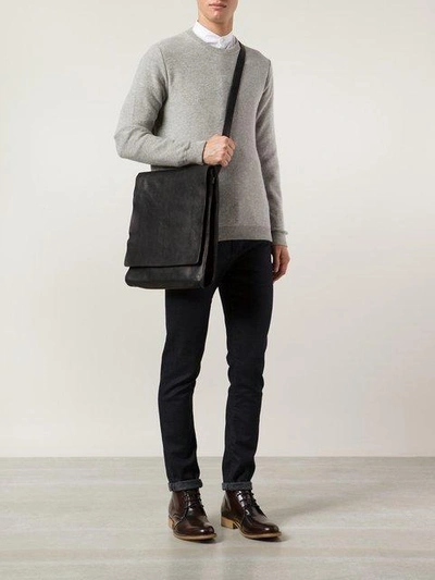 Shop Guidi Leather Messenger Bag - Black