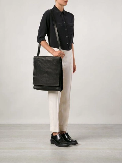 Shop Guidi Leather Messenger Bag - Black