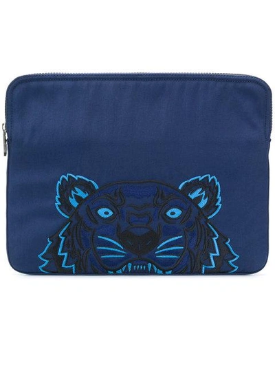 Shop Kenzo Tiger Laptop Bag In Blue
