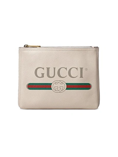 Shop Gucci Print Leather Small Portfolio In Neutrals