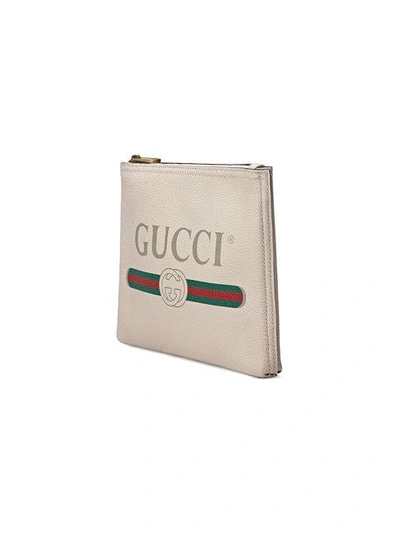 Shop Gucci Print Leather Small Portfolio In Neutrals