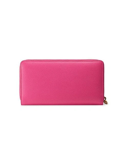 Shop Gucci Pink Logo Leather Zip Around Wallet