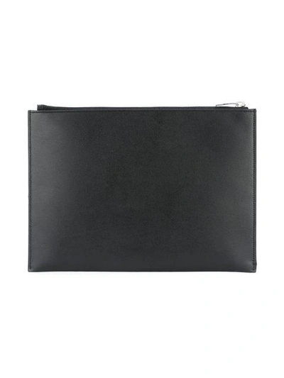 Shop Saint Laurent Logo Print Clutch In Black