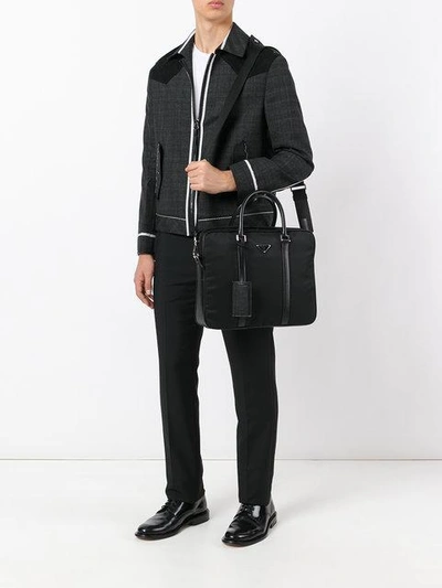 Shop Prada Nylon Briefcase In Black