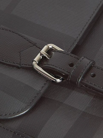 Shop Burberry Medium Leather Trim London Check Messenger Bag In Black