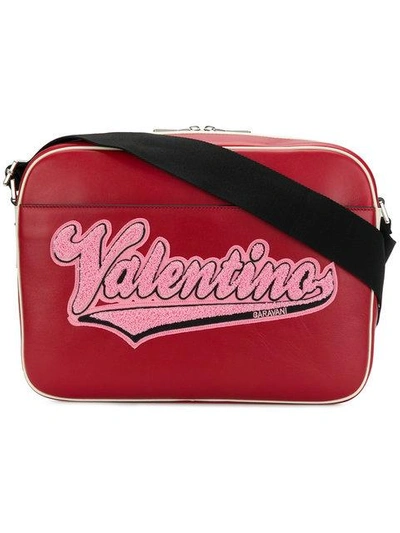Shop Valentino Logo Shoulder Bag - Red