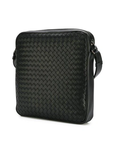 Shop Bottega Veneta Intrecciato Weave Messenger Bag In Black