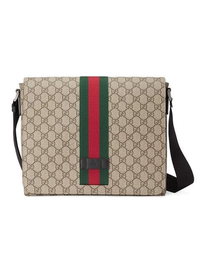 Shop Gucci Gg Supreme Messenger Bag In Neutrals