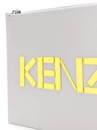Shop Kenzo Logo Clutch Bag - Grey
