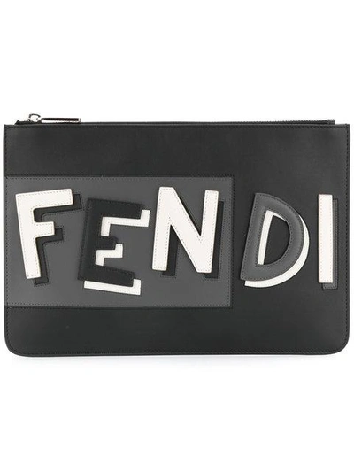 Shop Fendi Logo Clutch - Black