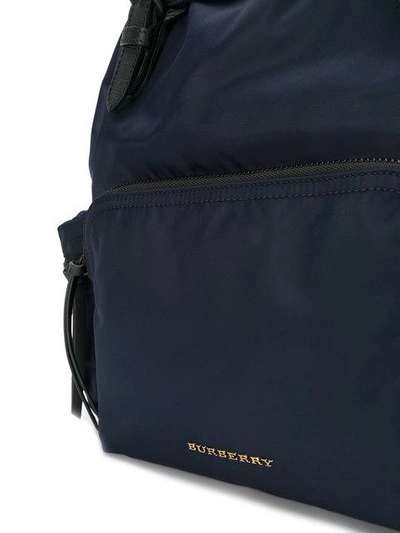 Shop Burberry The Large Rucksack In Technical Nylon And Leather In Blue