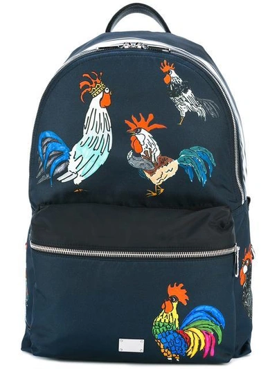 Shop Dolce & Gabbana Volcano Rooster Print Backpack